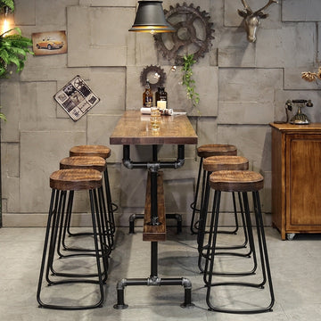 51" Retro Rectangular Bar Table Natural Industrial Pub Table